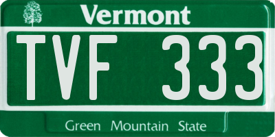 VT license plate TVF333