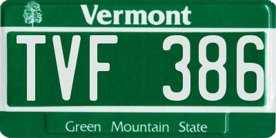VT license plate TVF386