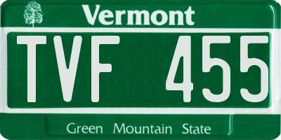 VT license plate TVF455