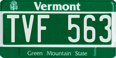 VT license plate TVF563