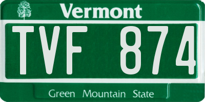 VT license plate TVF874