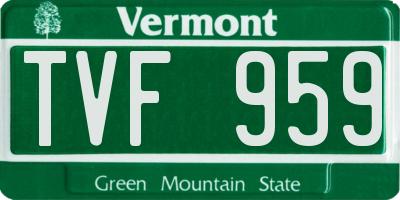 VT license plate TVF959