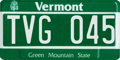 VT license plate TVG045