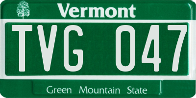 VT license plate TVG047