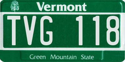 VT license plate TVG118