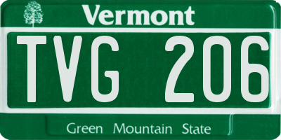 VT license plate TVG206