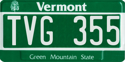 VT license plate TVG355