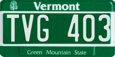 VT license plate TVG403