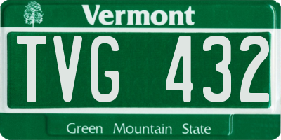 VT license plate TVG432