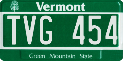 VT license plate TVG454