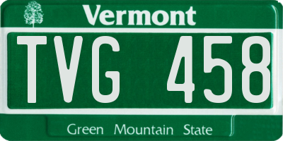 VT license plate TVG458