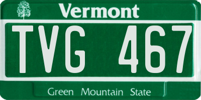 VT license plate TVG467