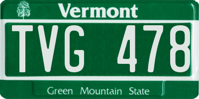 VT license plate TVG478