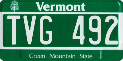 VT license plate TVG492