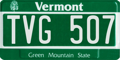 VT license plate TVG507