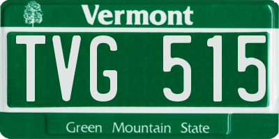 VT license plate TVG515