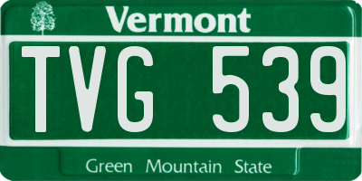 VT license plate TVG539