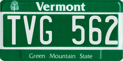 VT license plate TVG562