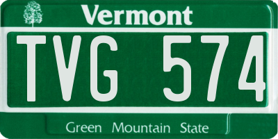 VT license plate TVG574