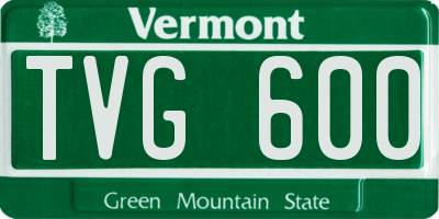 VT license plate TVG600