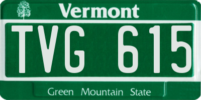 VT license plate TVG615
