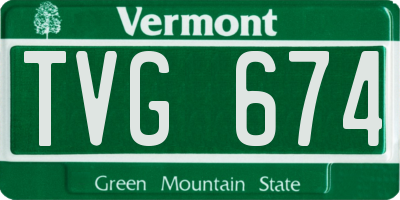 VT license plate TVG674