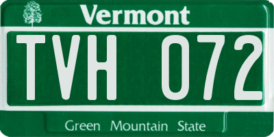 VT license plate TVH072