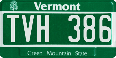 VT license plate TVH386