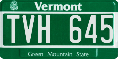 VT license plate TVH645