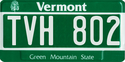VT license plate TVH802