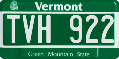 VT license plate TVH922