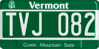 VT license plate TVJ082
