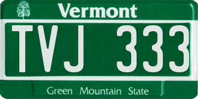 VT license plate TVJ333