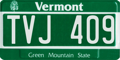 VT license plate TVJ409