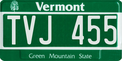 VT license plate TVJ455