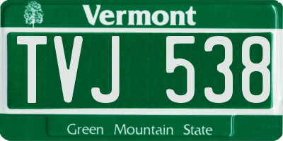 VT license plate TVJ538