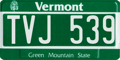 VT license plate TVJ539