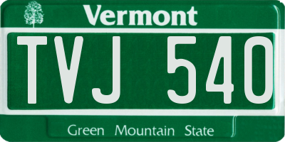 VT license plate TVJ540