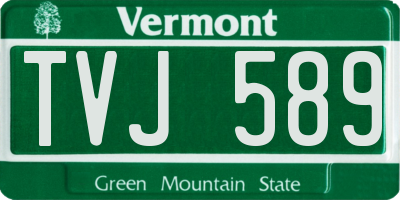 VT license plate TVJ589