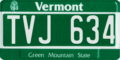 VT license plate TVJ634
