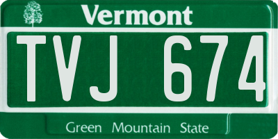 VT license plate TVJ674