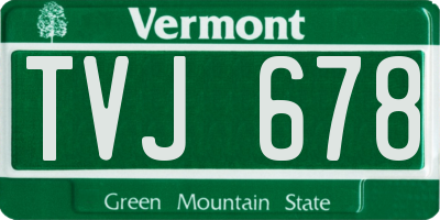 VT license plate TVJ678