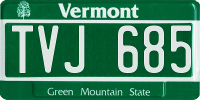 VT license plate TVJ685