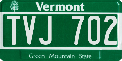 VT license plate TVJ702