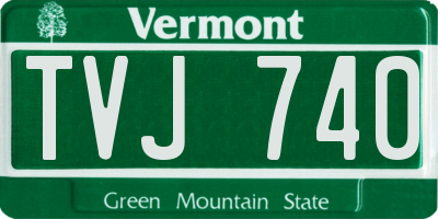 VT license plate TVJ740