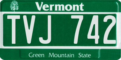 VT license plate TVJ742