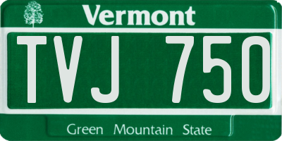 VT license plate TVJ750