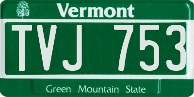 VT license plate TVJ753