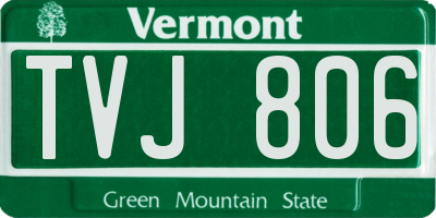 VT license plate TVJ806