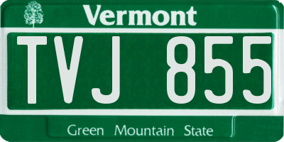 VT license plate TVJ855
